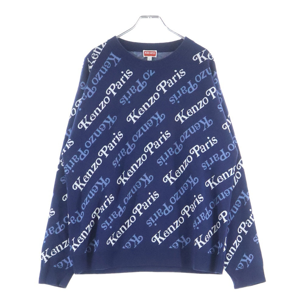 KENZO(ケンゾー) BY VERDY JUMPER CREW NECK KNIT ヴェルディ ロゴ総柄 クルーネック 長袖ニットセーター ネイビー FE55PU4573CB