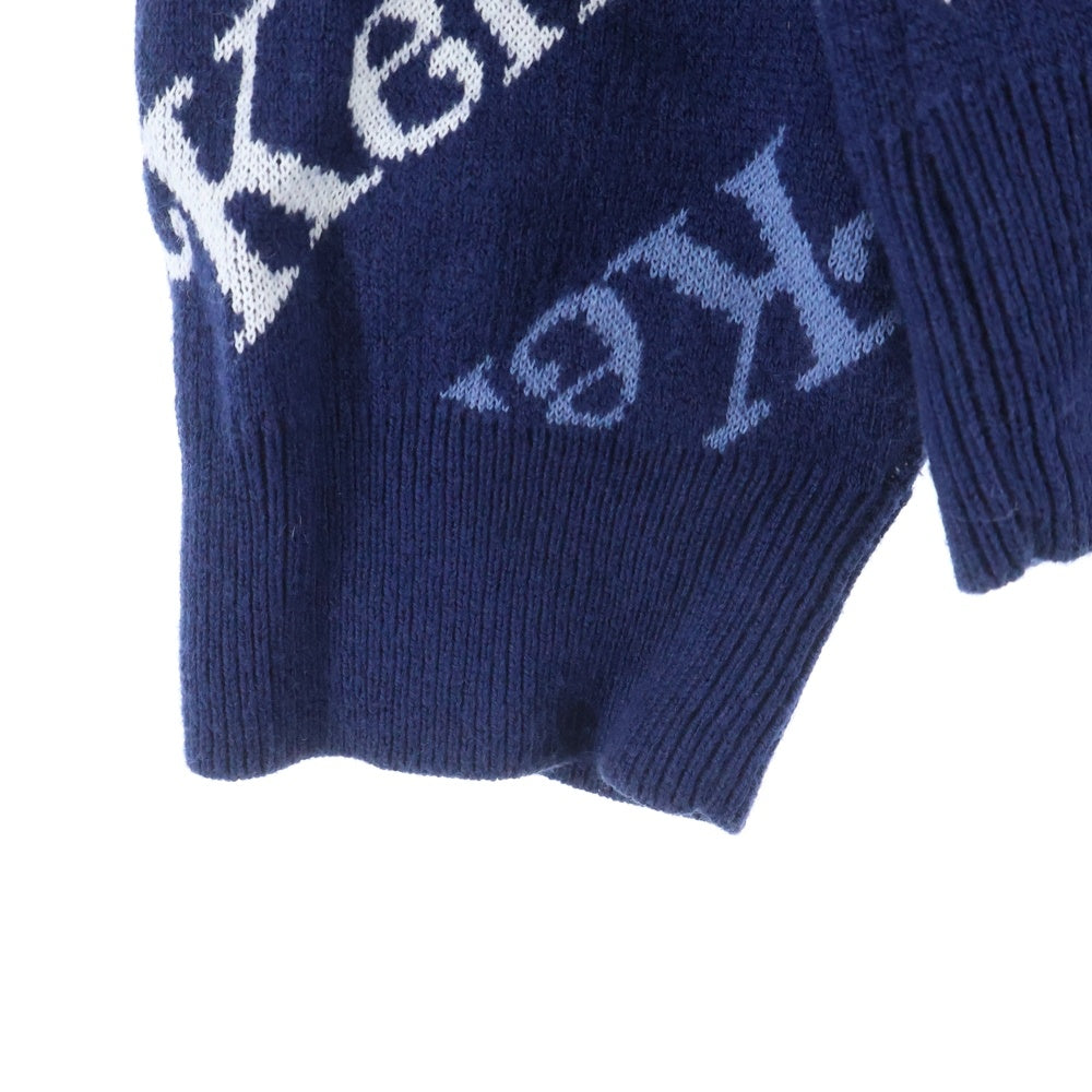 KENZO(ケンゾー) BY VERDY JUMPER CREW NECK KNIT ヴェルディ ロゴ総柄 クルーネック 長袖ニットセーター ネイビー FE55PU4573CB