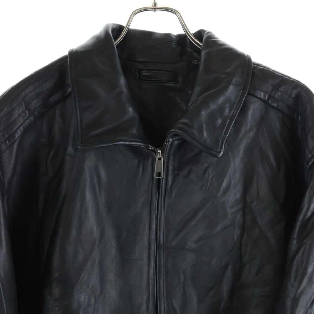 NO BRAND(ノーブランド) ROUNDTREE&YORKE ラムスキン ジップアップ レザージャケット ブラック