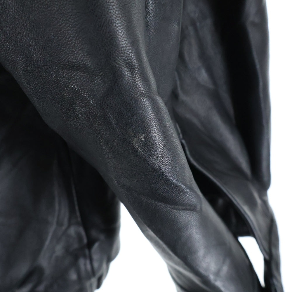 NO BRAND(ノーブランド) ROUNDTREE&YORKE ラムスキン ジップアップ レザージャケット ブラック