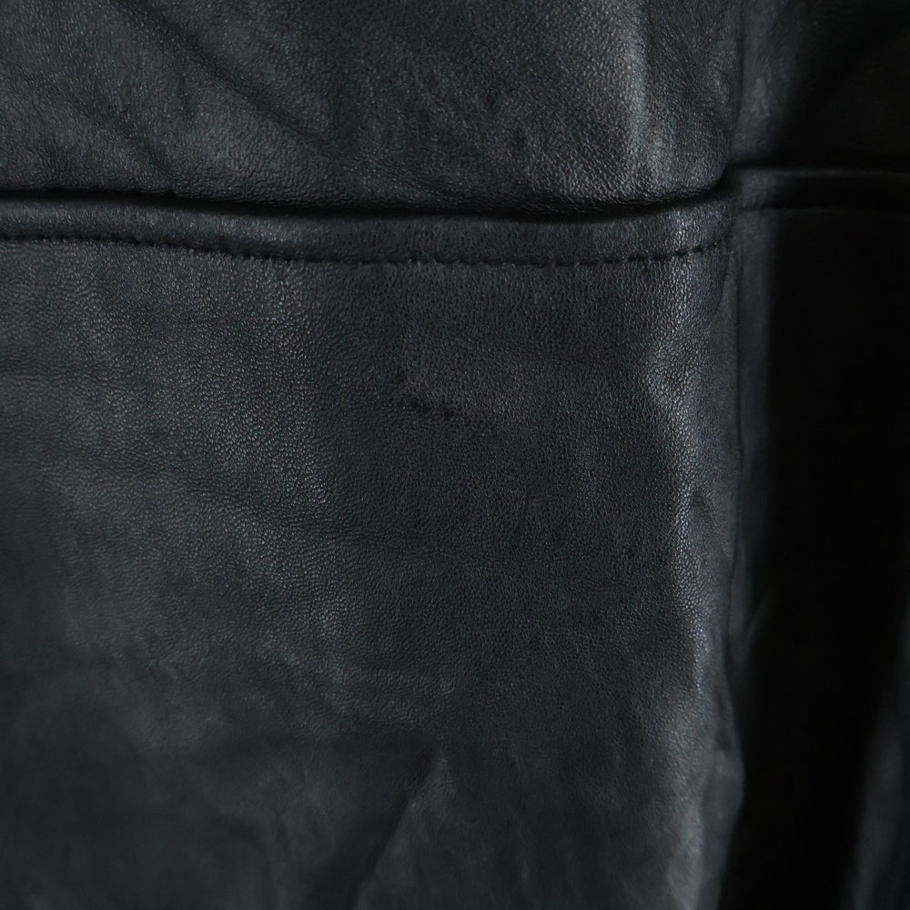 NO BRAND(ノーブランド) ROUNDTREE&YORKE ラムスキン ジップアップ レザージャケット ブラック