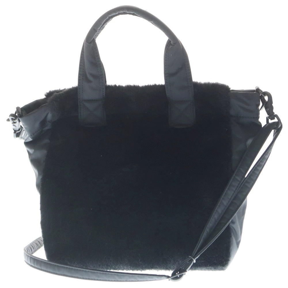 HEAD PORTER PLUS(ヘッド ポーター プラス) BLACKBEAUTY ナイロン ファー切替 2WAYショルダーバッグ ハンドバッグ ブラック