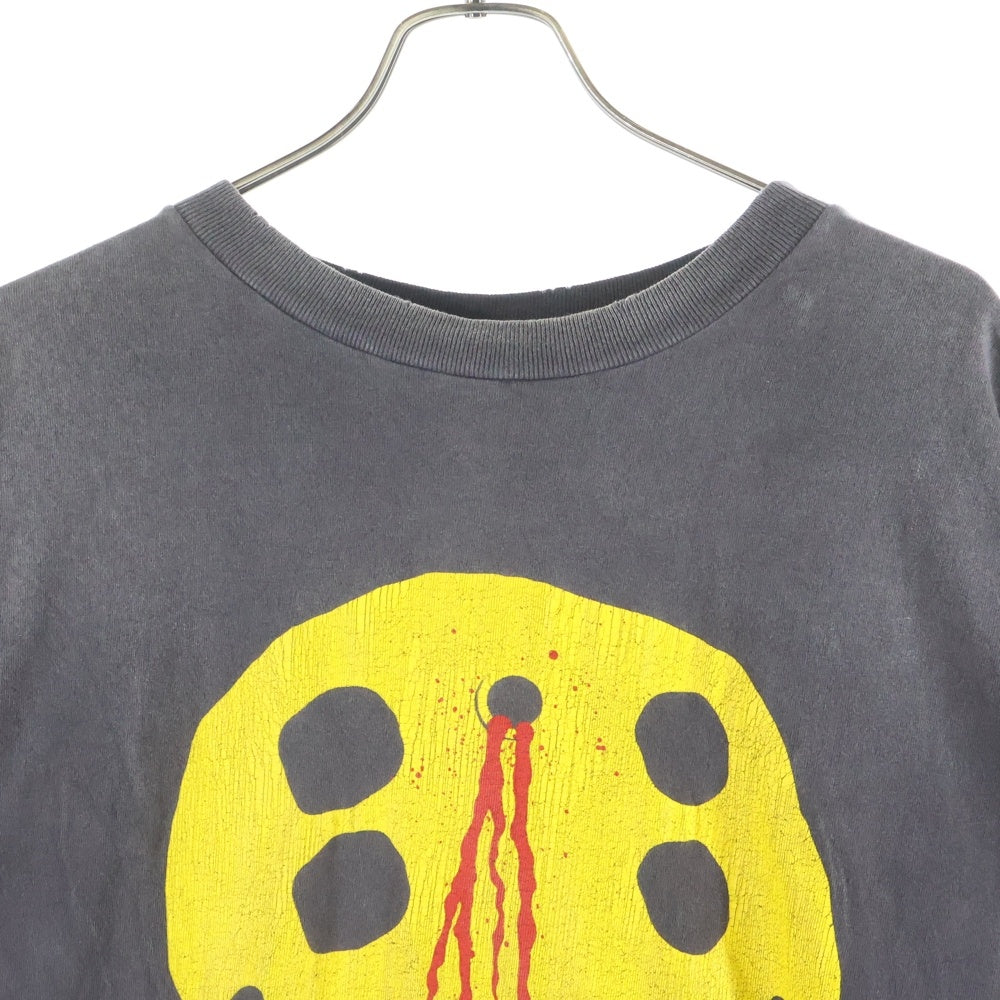 SAINT MICHAEL(セントマイケル) 24AW CP SS TEE SMILE ヴィンテージ加工プリント半袖Tシャツ カットソー グレー SM-YS1-0000-C01