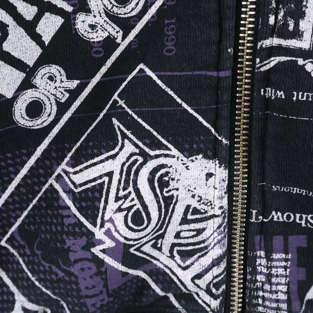 SUPREME(シュプリーム) 24SS Collage Zip Up Hooded Sweatshirt カレッジロゴ総柄 フーデッド ジップアップパーカー ブラック/パープル