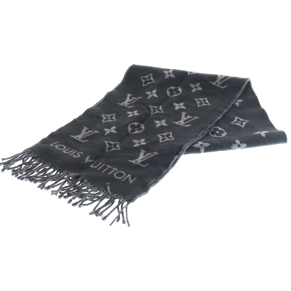 LOUIS VUITTON(ルイヴィトン) オール アバウト モノグラム ウールマフラー ブラック/グレー M79225 レディース