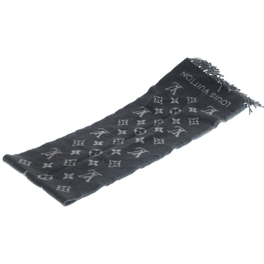 LOUIS VUITTON(ルイヴィトン) オール アバウト モノグラム ウールマフラー ブラック/グレー M79225 レディース