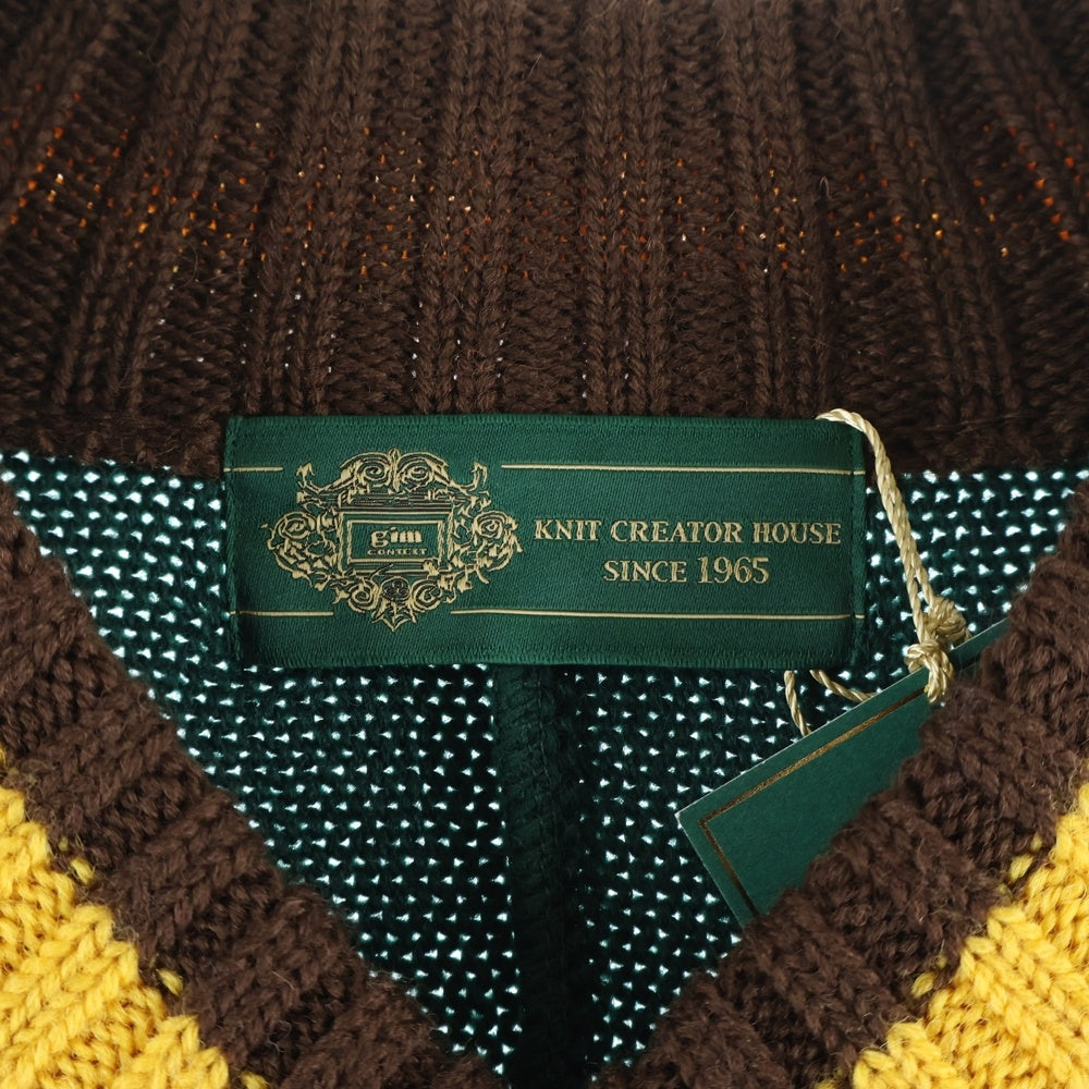 gim(ジム) Knitted Hockey Jersey Vネック ウール ケーブルニットセーター グリーン 23505130