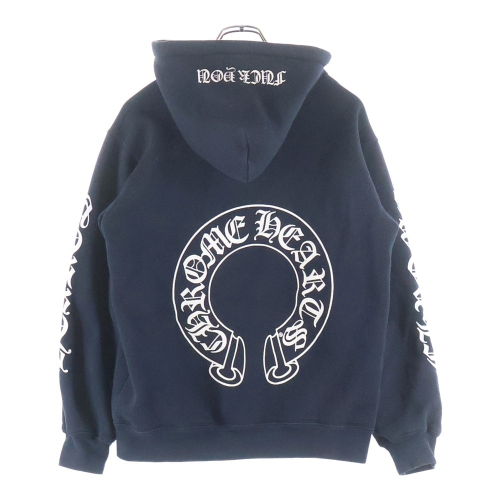 CHROME HEARTS(クロムハーツ) OLD SWTSHRT HD ZIP オールド ホースシュープリント 裏地サーマル ダガージップ スウェットパーカー フーディー ブラック