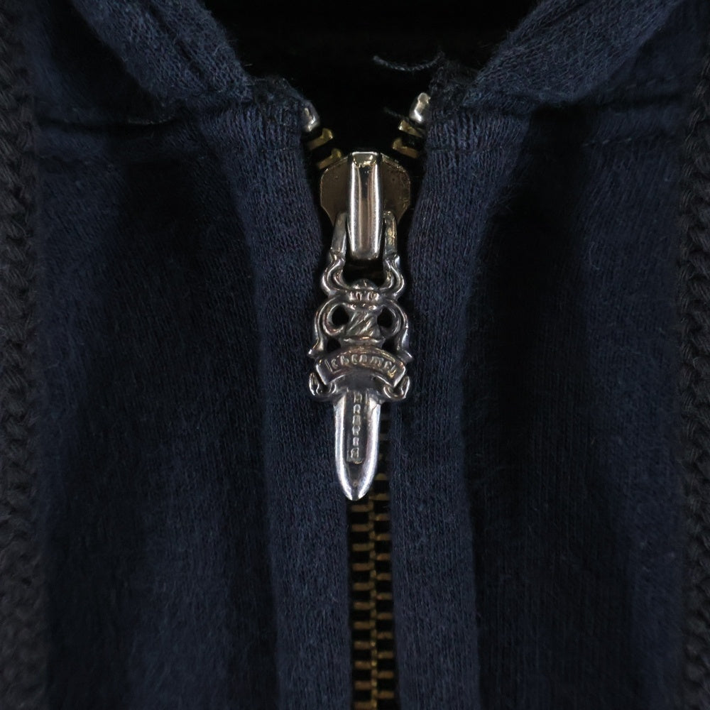 CHROME HEARTS(クロムハーツ) OLD SWTSHRT HD ZIP オールド ホースシュープリント 裏地サーマル ダガージップ スウェットパーカー フーディー ブラック