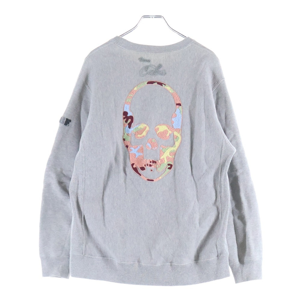 lucien pellat-finet(ルシアンペラフィネ) カレッジロゴ クルーネック コットン 長袖スウェット トレーナー グレー YMP-960U