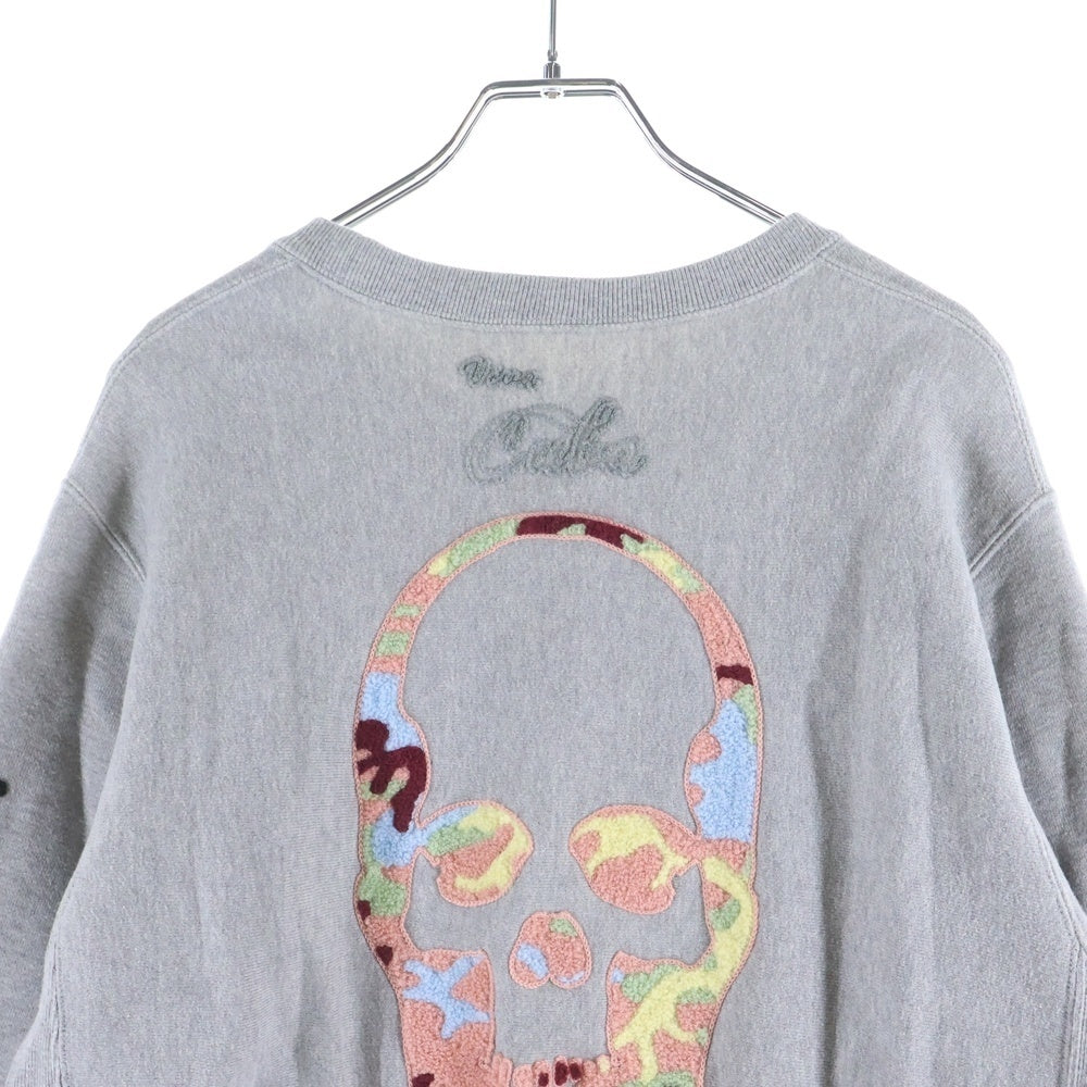 lucien pellat-finet(ルシアンペラフィネ) カレッジロゴ クルーネック コットン 長袖スウェット トレーナー グレー YMP-960U