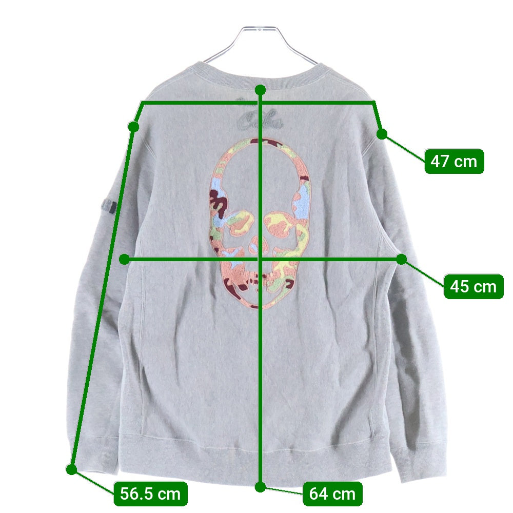 lucien pellat-finet(ルシアンペラフィネ) カレッジロゴ クルーネック コットン 長袖スウェット トレーナー グレー YMP-960U