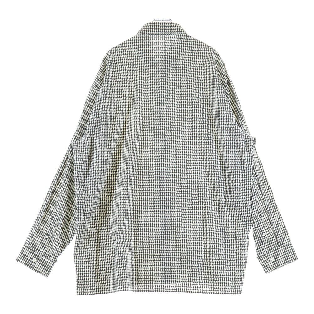 BALENCIAGA(バレンシアガ) 千鳥格子総柄 ハウンドトゥース パイピング 長袖シャツ ロングスリーブ ホワイト 626768 TIL17