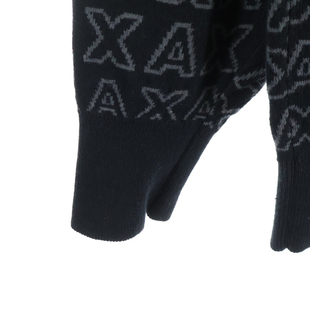 Armani Exchange(アルマーニ エクスチェンジ) HALF ZIP PULLOVER ロゴ総柄 ハーフジップ 長袖セーター ブラック 6RZM1K ZMQ7Z