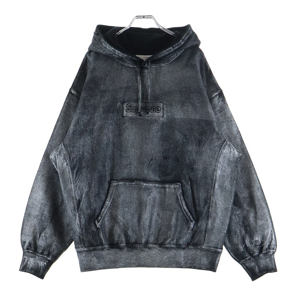 SUPREME(シュプリーム) 24SS ×MM6 Maison Margiela Foil Box Logo Hooded Sweatshirt エムエムシックスメゾンマルジェラ ボックスロゴ スウェット プルオーバーパーカー ブラック