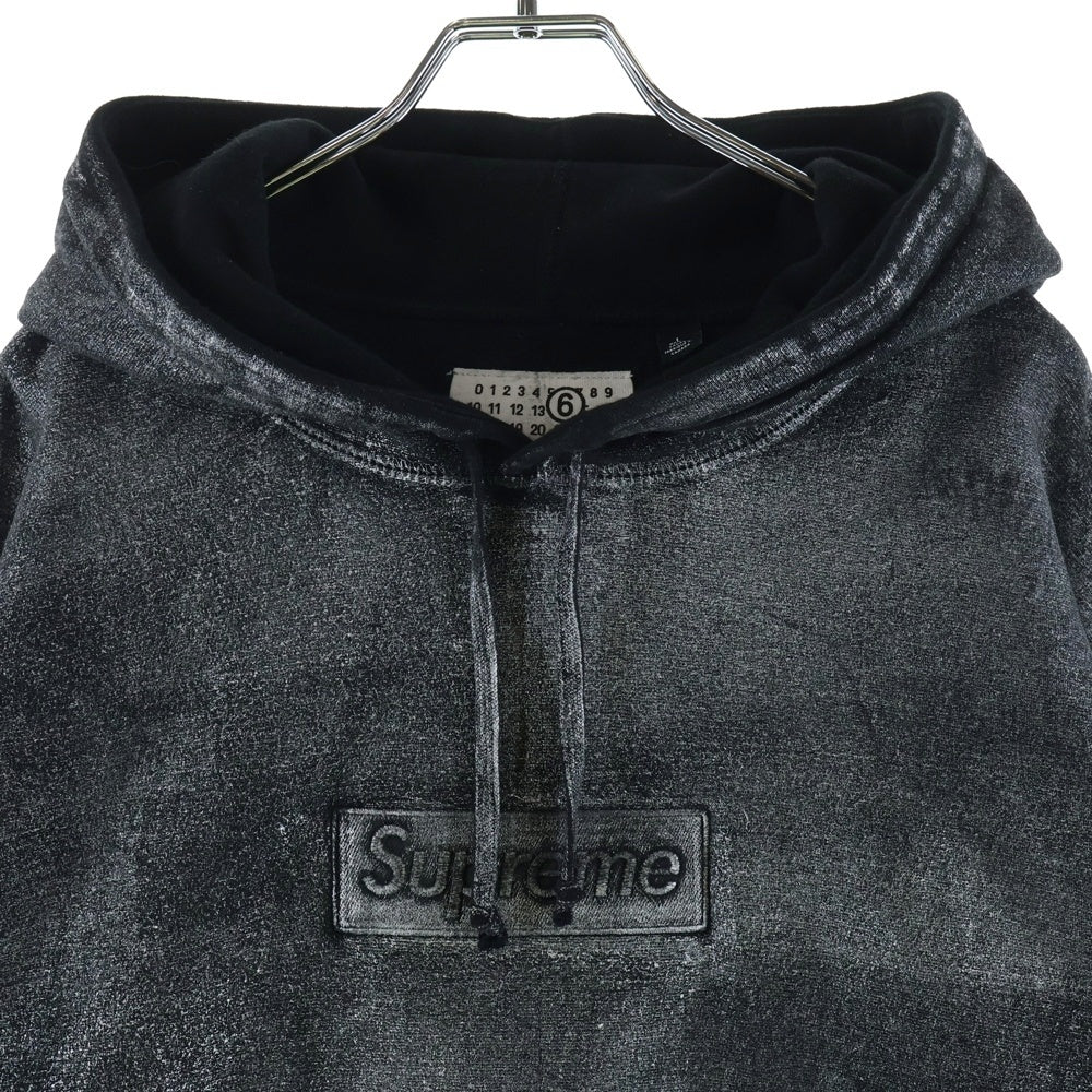 SUPREME(シュプリーム) 24SS ×MM6 Maison Margiela Foil Box Logo Hooded Sweatshirt エムエムシックスメゾンマルジェラ ボックスロゴ スウェット プルオーバーパーカー ブラック
