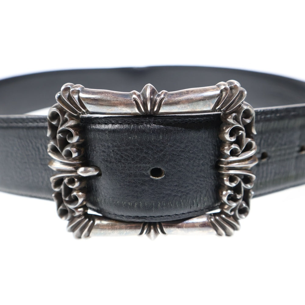 CHROME HEARTS(クロムハーツ) BLT FILIGREE OTJ フィリグリーOTJバックル レザーベルト ブラック/シルバー