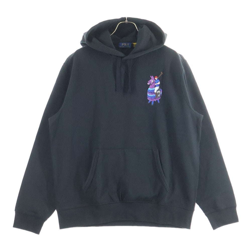 POLO RALPH LAUREN(ポロラルフローレン) ×FORTNITE HOODIE フォートナイト ラマ刺繍 フーディー プルオーバー スウェットパーカー ブラック MNPOKNI16822924