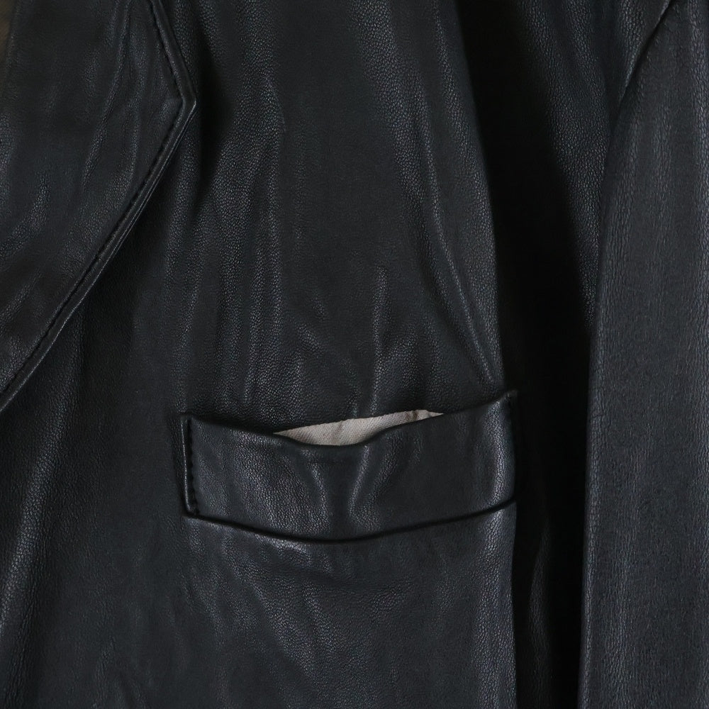 NO BRAND(ノーブランド) フロントボタン ラムレザーテーラードジャケット ブラック 04AW4-LEJK01