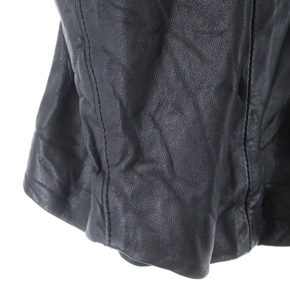 NO BRAND(ノーブランド) フロントボタン ラムレザーテーラードジャケット ブラック 04AW4-LEJK01