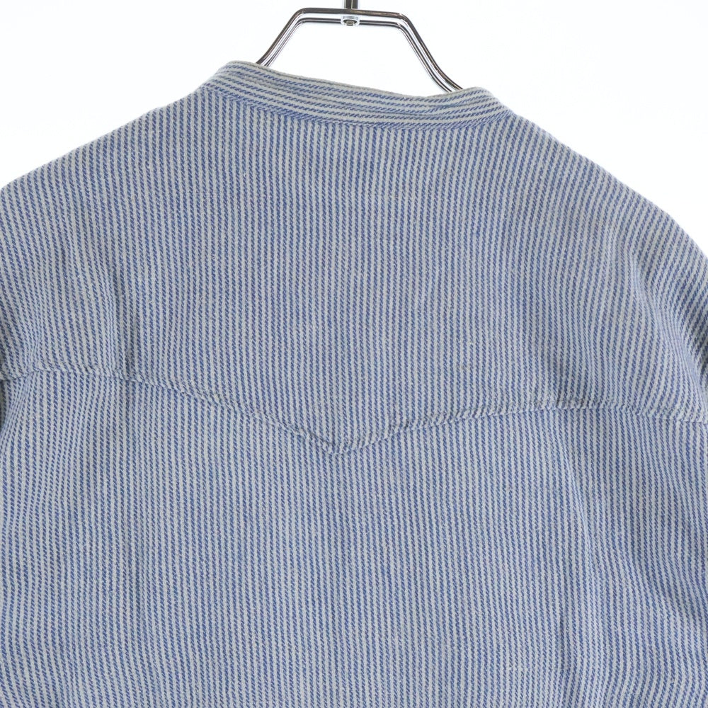 NO BRAND(ノーブランド) SOMETHING ELES サムシングエルス フロントボタン ストライプシャツ ブルー/ホワイト