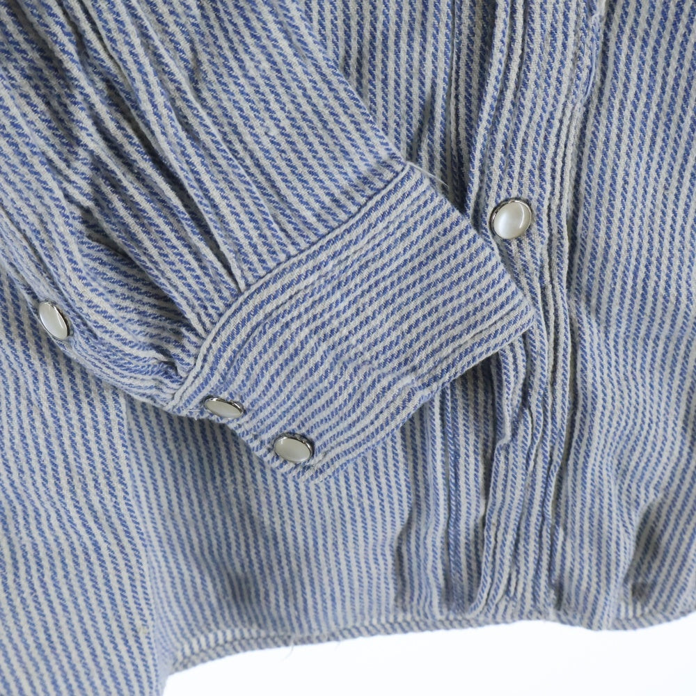 NO BRAND(ノーブランド) SOMETHING ELES サムシングエルス フロントボタン ストライプシャツ ブルー/ホワイト