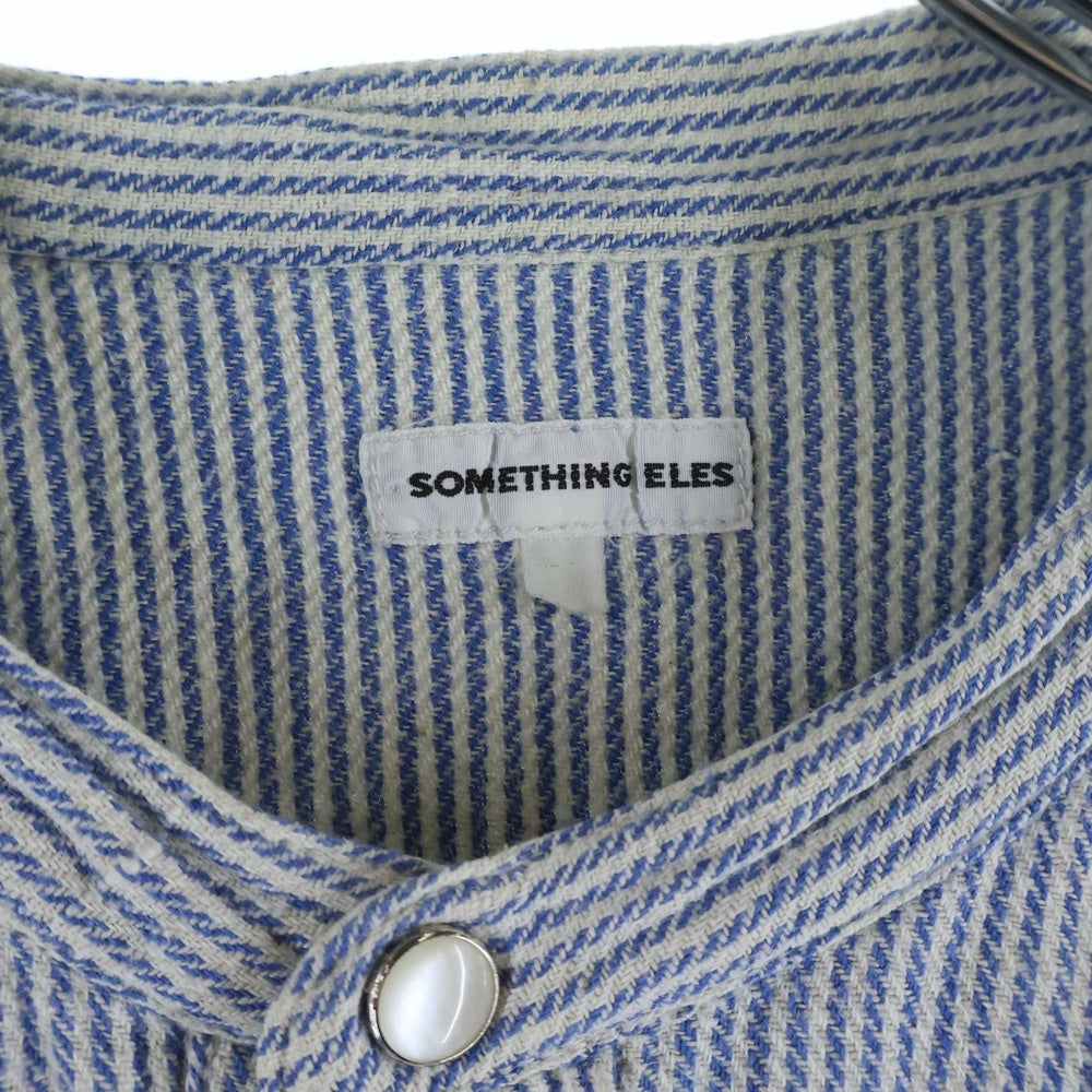 NO BRAND(ノーブランド) SOMETHING ELES サムシングエルス フロントボタン ストライプシャツ ブルー/ホワイト