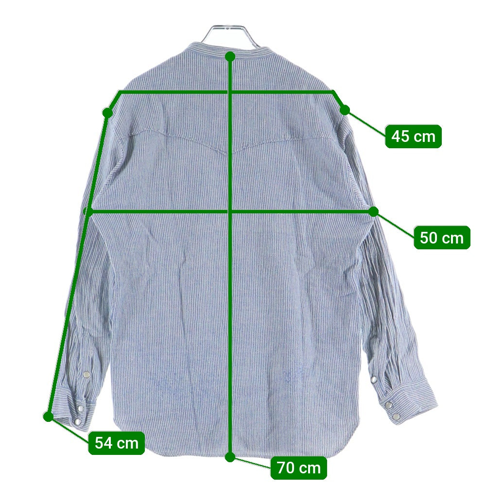 NO BRAND(ノーブランド) SOMETHING ELES サムシングエルス フロントボタン ストライプシャツ ブルー/ホワイト