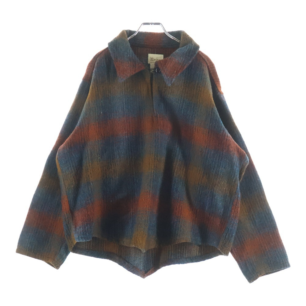 NO BRAND(ノーブランド) MELTON メルトン フロントボタン ウールシャツ マルチ
