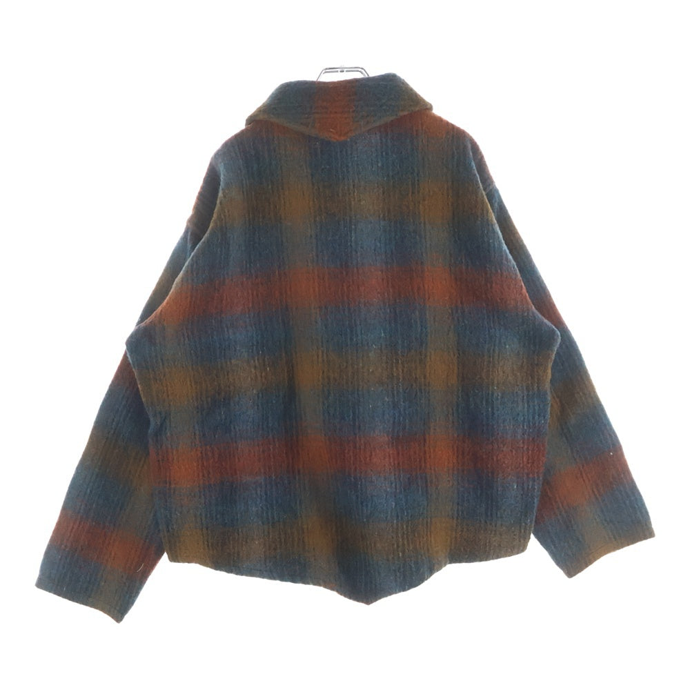 NO BRAND(ノーブランド) MELTON メルトン フロントボタン ウールシャツ マルチ