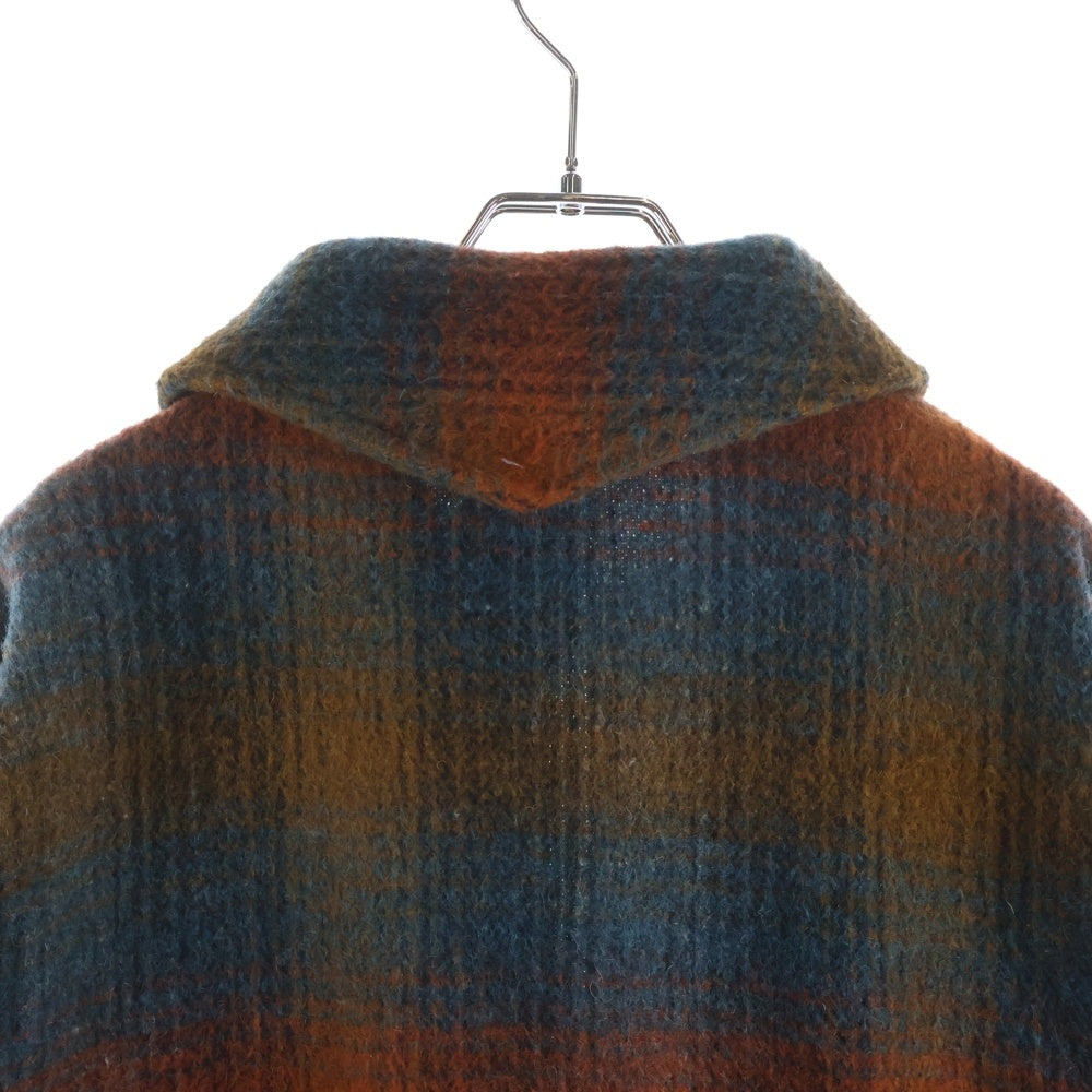 NO BRAND(ノーブランド) MELTON メルトン フロントボタン ウールシャツ マルチ