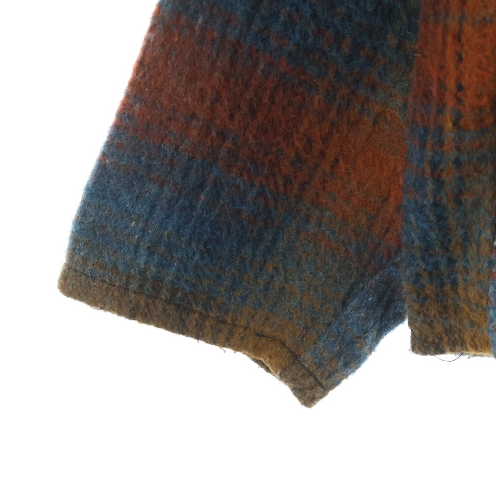 NO BRAND(ノーブランド) MELTON メルトン フロントボタン ウールシャツ マルチ