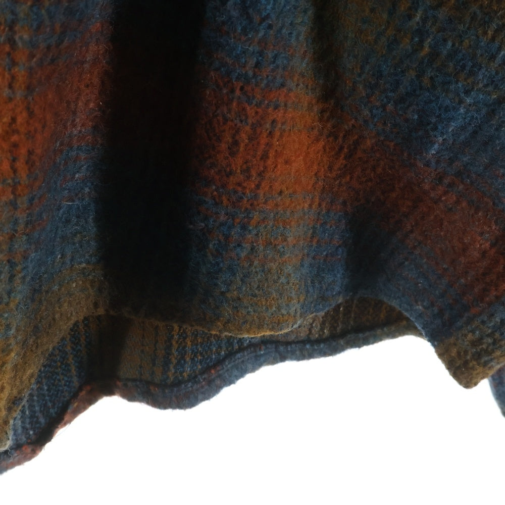 NO BRAND(ノーブランド) MELTON メルトン フロントボタン ウールシャツ マルチ