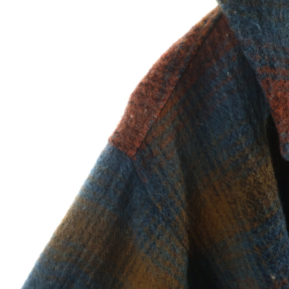 NO BRAND(ノーブランド) MELTON メルトン フロントボタン ウールシャツ マルチ