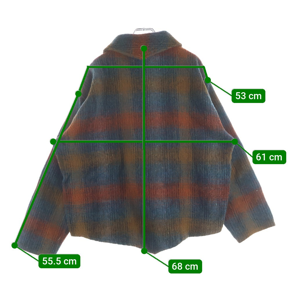 NO BRAND(ノーブランド) MELTON メルトン フロントボタン ウールシャツ マルチ