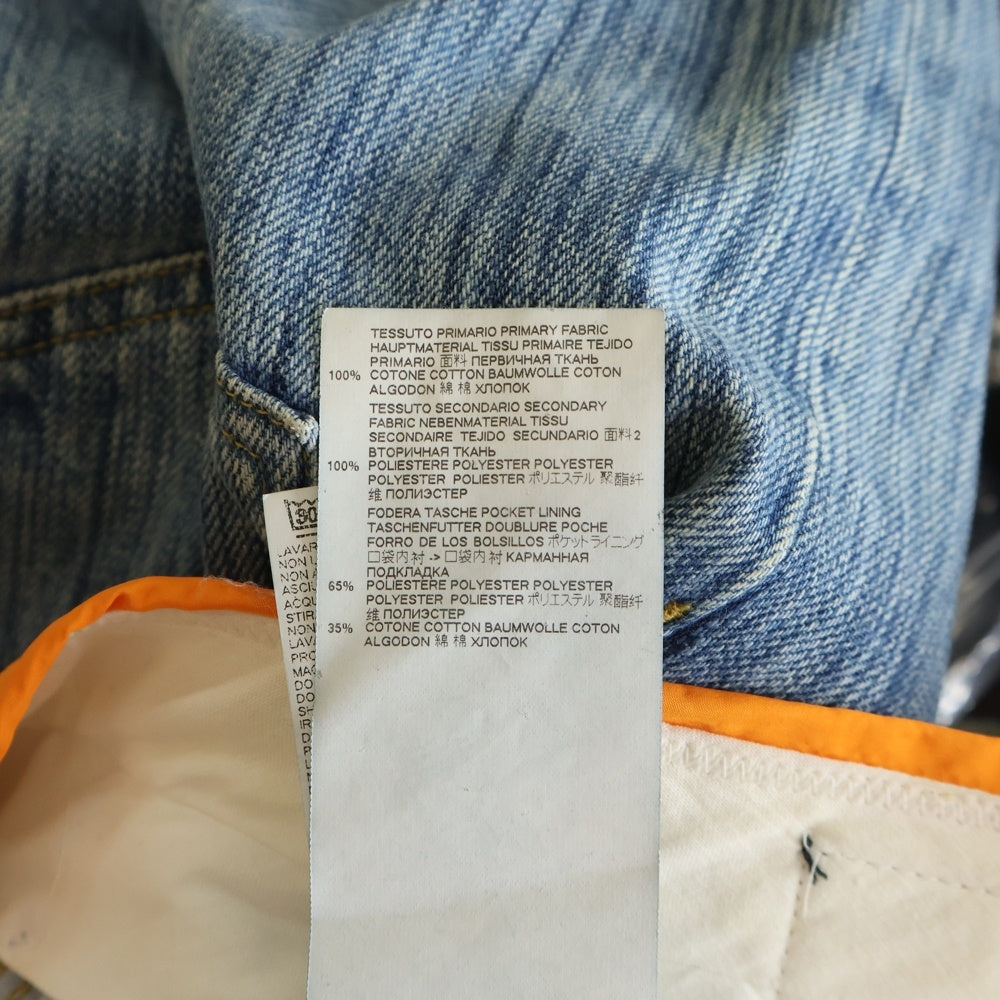 Maison Margiela(メゾンマルジェラ) 19SS 異素材切替 ウエストバンド ボタンフライ デニムパンツ インディゴ/オレンジ S30LA0133