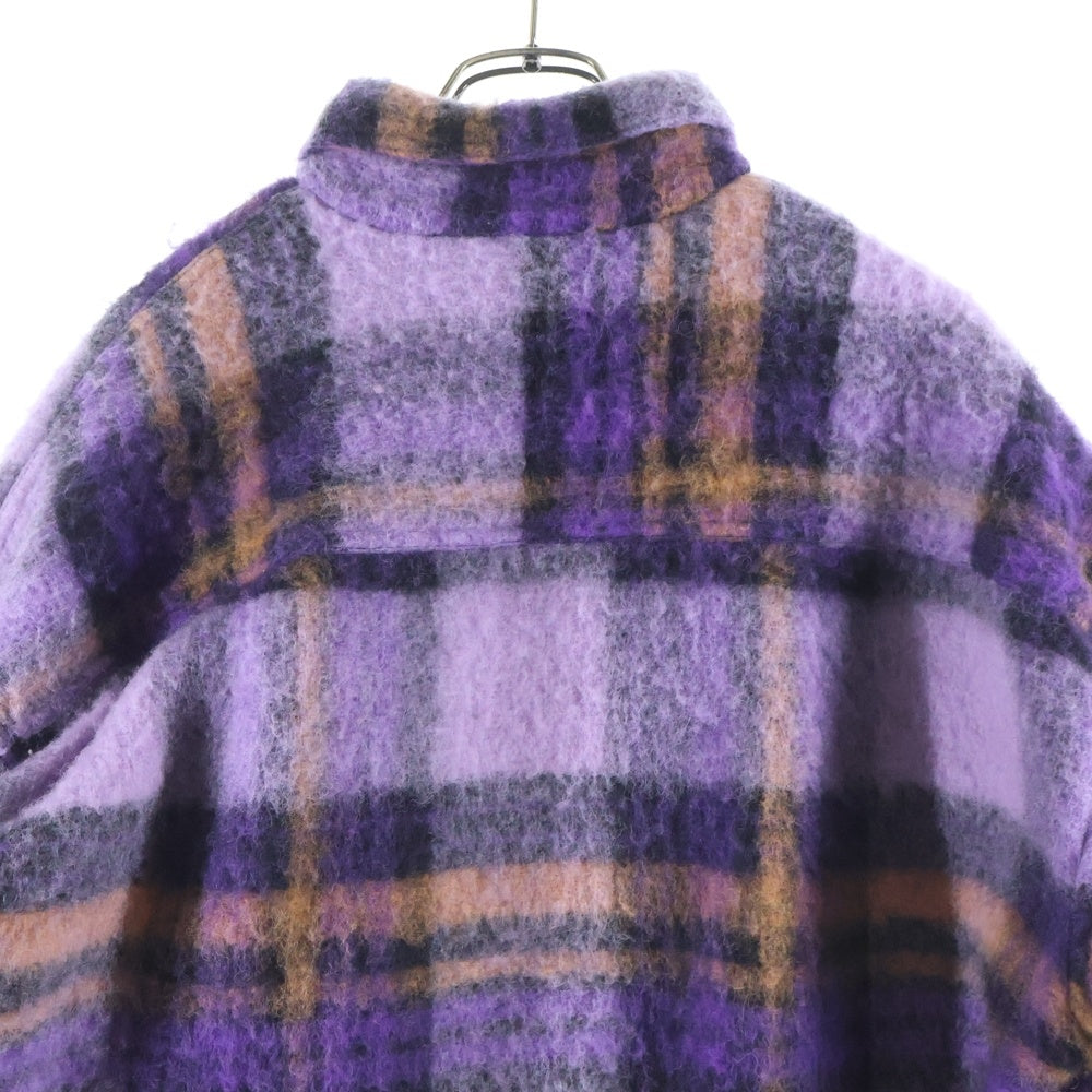 SELFMADE(セルフメイド) MOHAIR CHECK OVERSIZED SHIRT チェック柄 モヘア 長袖シャツジャケット パープル 22SM0734