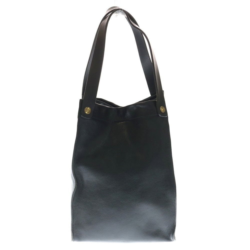 IL BISONTE(イル ビゾンテ) エンボスロゴ スクエア レザートートバッグ ブラック レディース