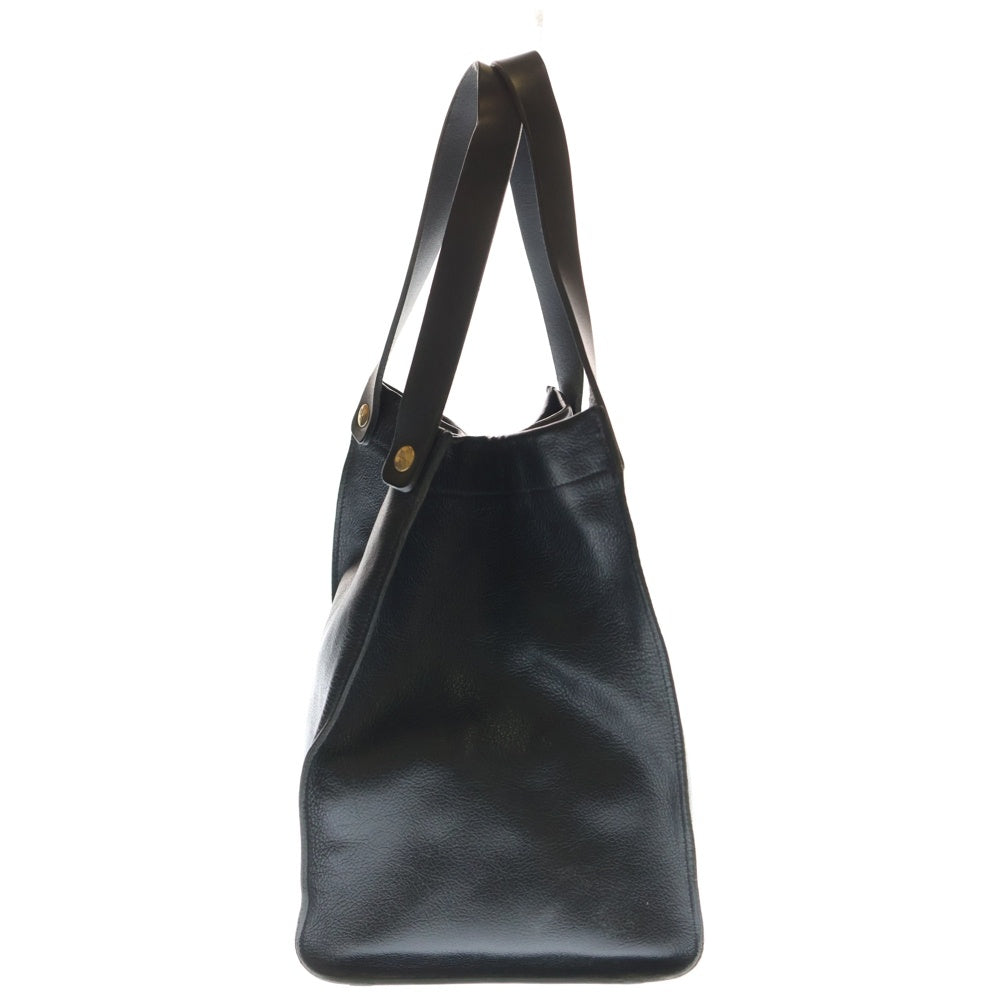 IL BISONTE(イル ビゾンテ) エンボスロゴ スクエア レザートートバッグ ブラック レディース