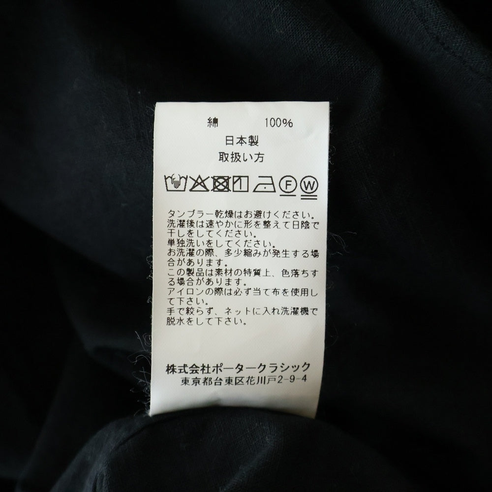 Porter Classic(ポータークラシック) ROLL UP SHIRT ロールアップ コットン 長袖シャツ ロングスリーブ ブラック