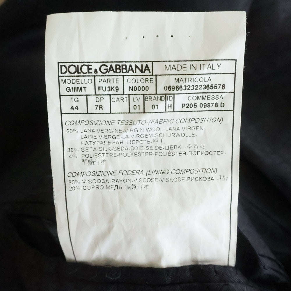 DOLCE & GABBANA(ドルチェアンドガッバーナ) MARTINI マルティニ 2Bテーラードジャケット G1IMT ブラック