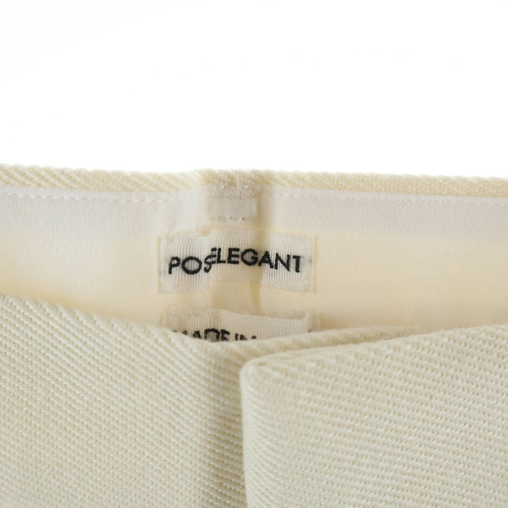 POSTELEGANT(ポステレガント) Wool Cotton Wide Trousers ウール混 ワイド トラウザーパンツ アイボリー PT24A0004