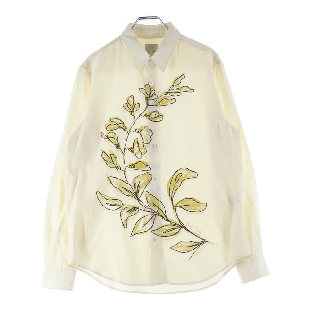 Paul Smith(ポールスミス) フラワーエンブロイダリー レーヨン混 長袖シャツ ロングスリーブ アイボリー PF-CR-85156