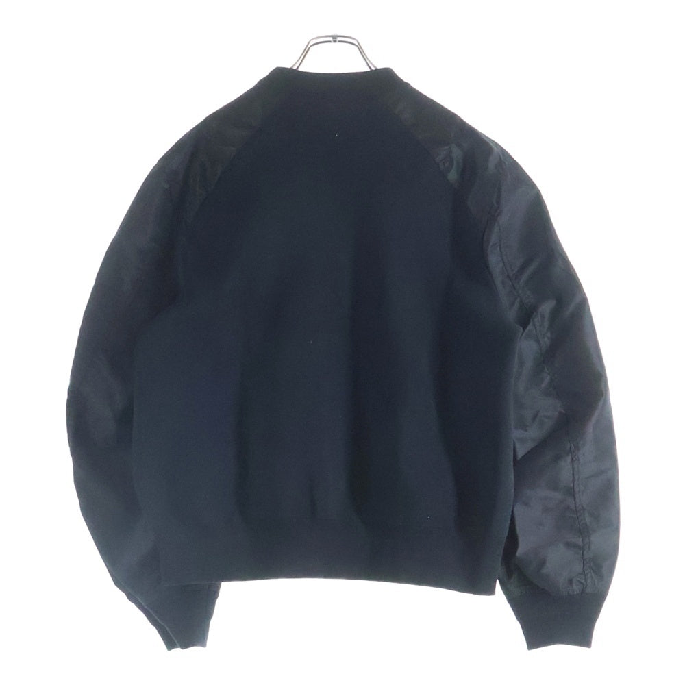 Sacai(サカイ) 25SS Sponge Sweat Pullover アーム異素材切替 クルーネック 長袖スウェット トレーナー ブラック 25-03625M