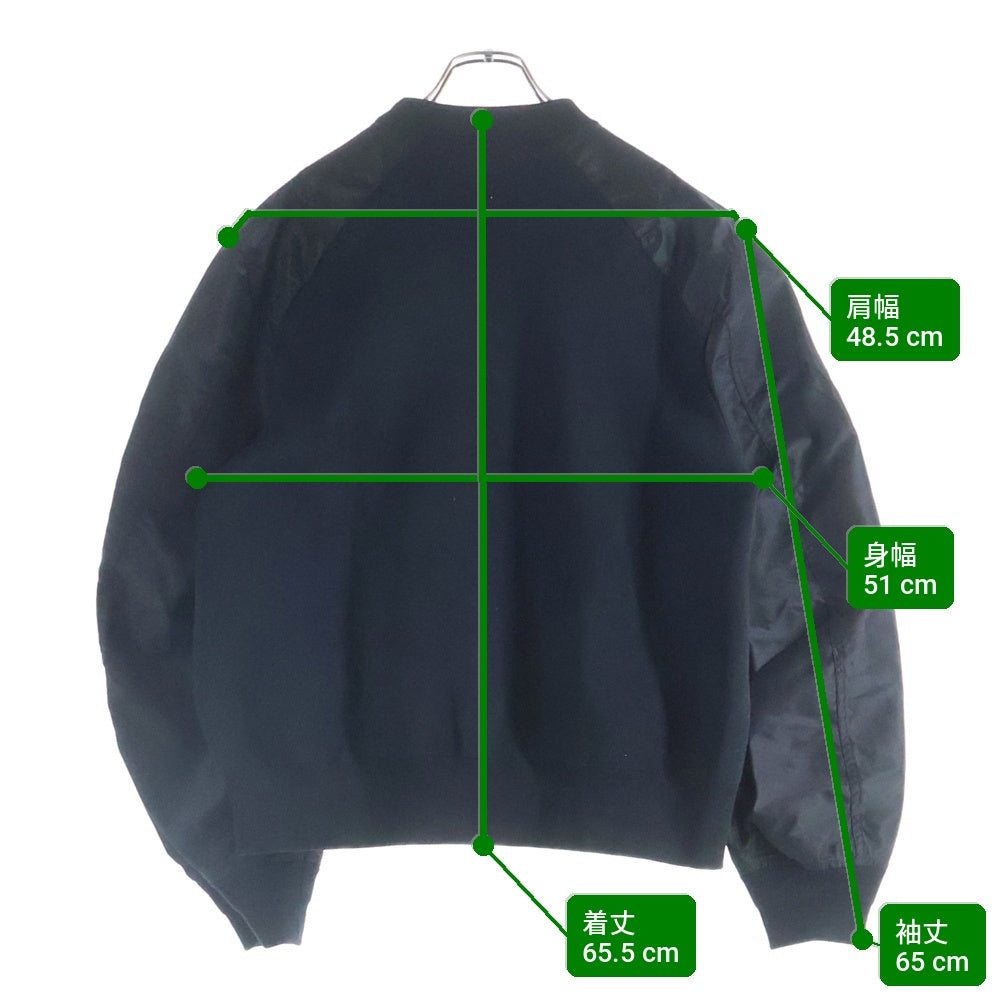 Sacai(サカイ) 25SS Sponge Sweat Pullover アーム異素材切替 クルーネック 長袖スウェット トレーナー ブラック 25-03625M