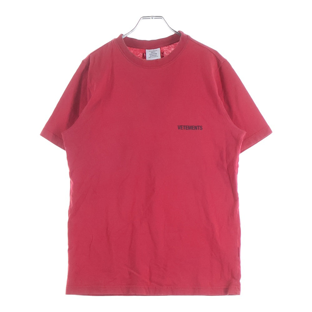 VETEMENTS(ヴェトモン) 20AW LOGO FRONT BACK T-SHIRT ロゴプリント クルーネック 半袖Tシャツ カットソー レッド UAH21TR501