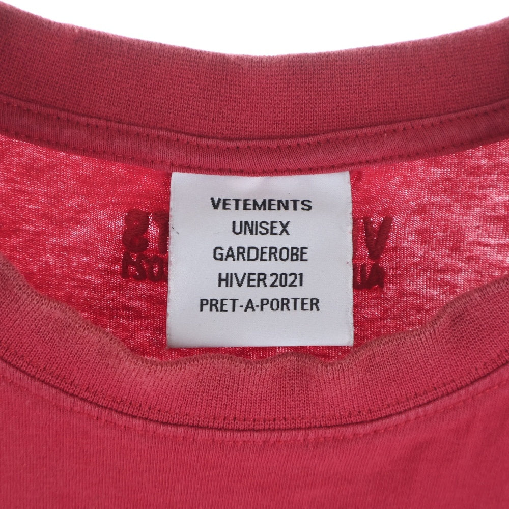 VETEMENTS(ヴェトモン) 20AW LOGO FRONT BACK T-SHIRT ロゴプリント クルーネック 半袖Tシャツ カットソー レッド UAH21TR501