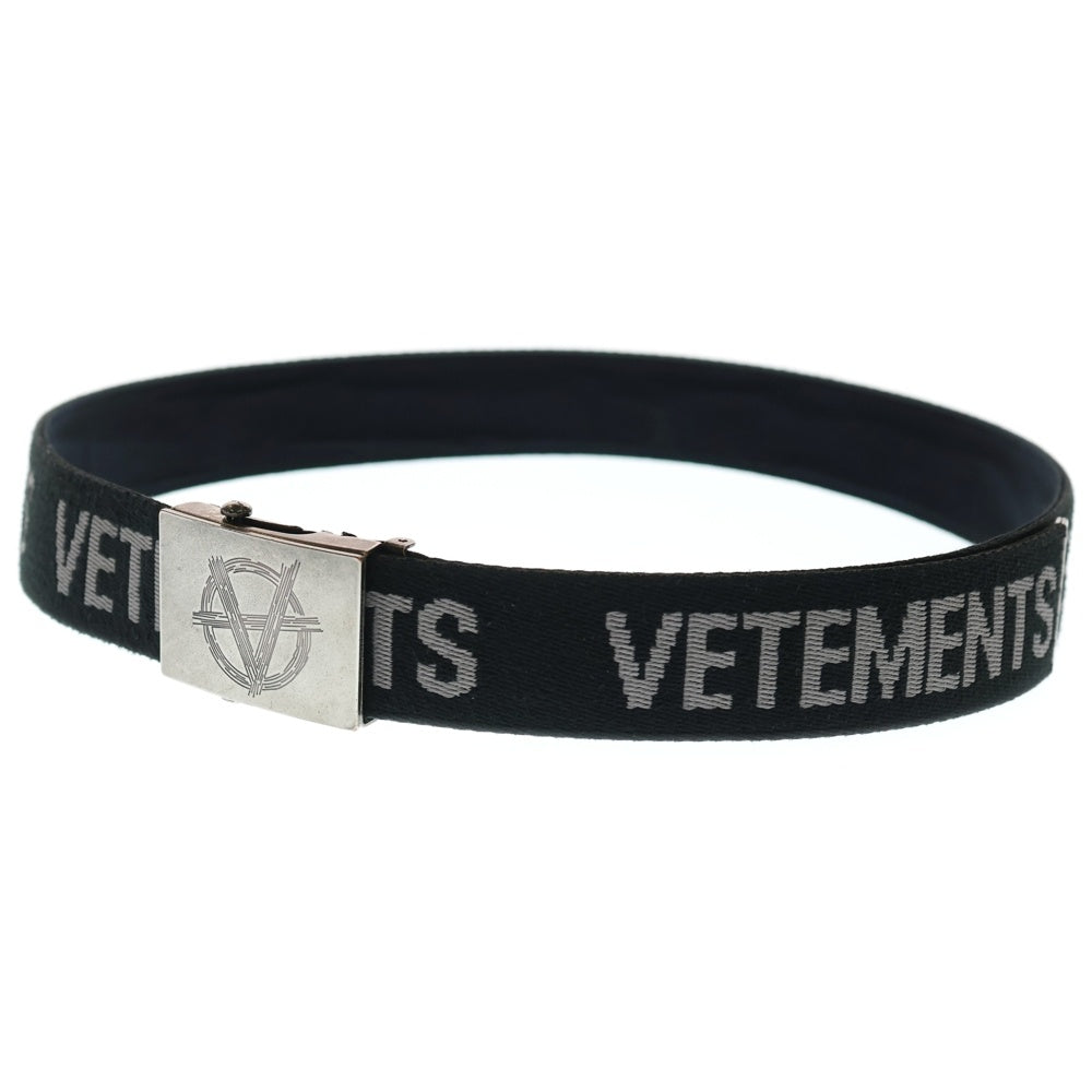 VETEMENTS(ヴェトモン) ANARCHY SOFT BELT アナーキー キャンバス ガチャベルト ブラック/シルバー UAH20AC644