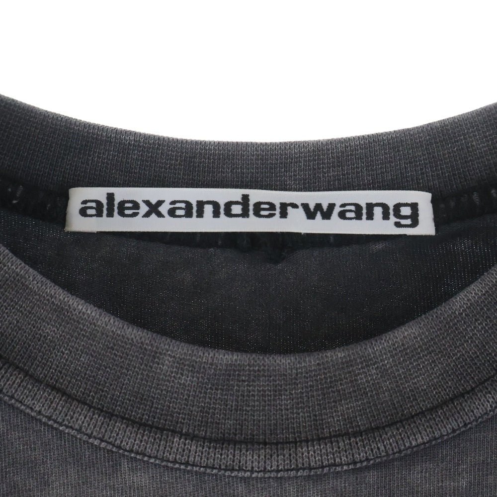 ALEXANDER WANG(アレキサンダーワン) エンボスロゴ フロントロゴ 半袖Tシャツ カットソー ブラック UCC1231602