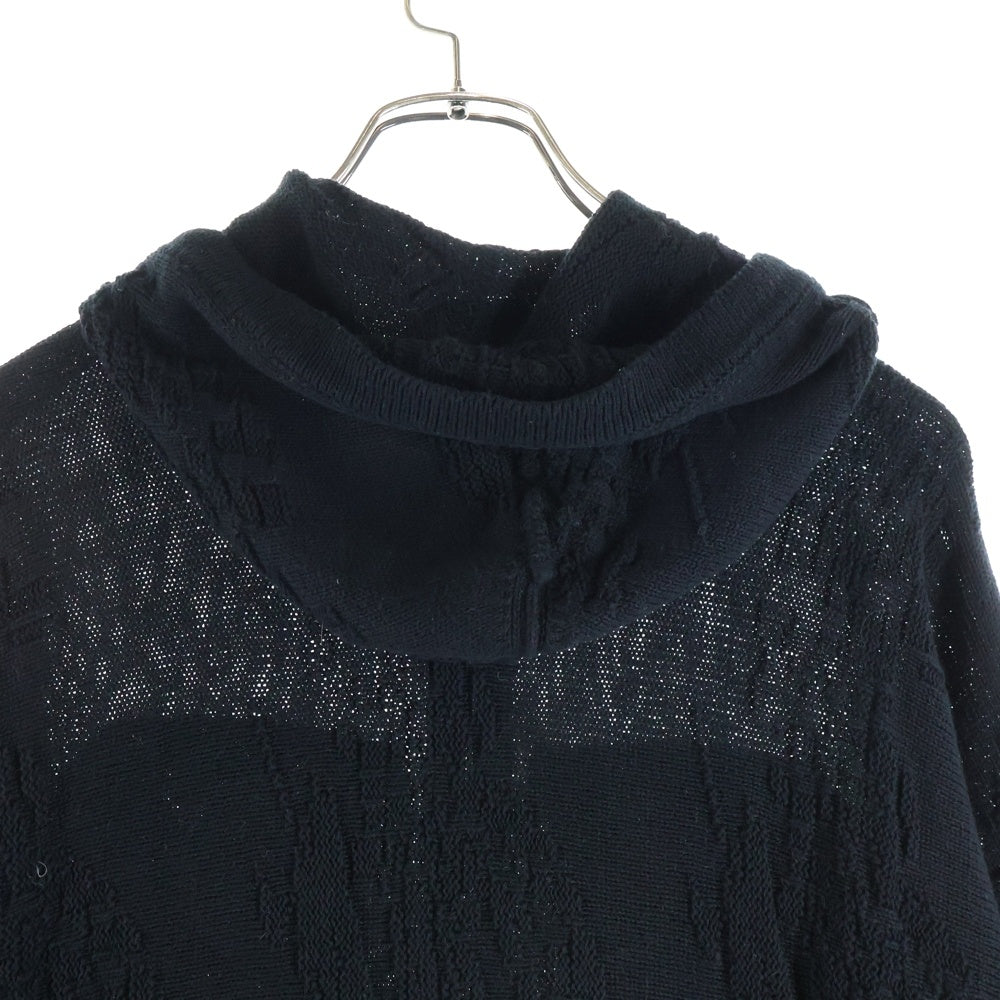 STONE ISLAND(ストーンアイランド) 袖ロゴワッペン付 ニット ジップアップパーカー ブラック 7019505A5